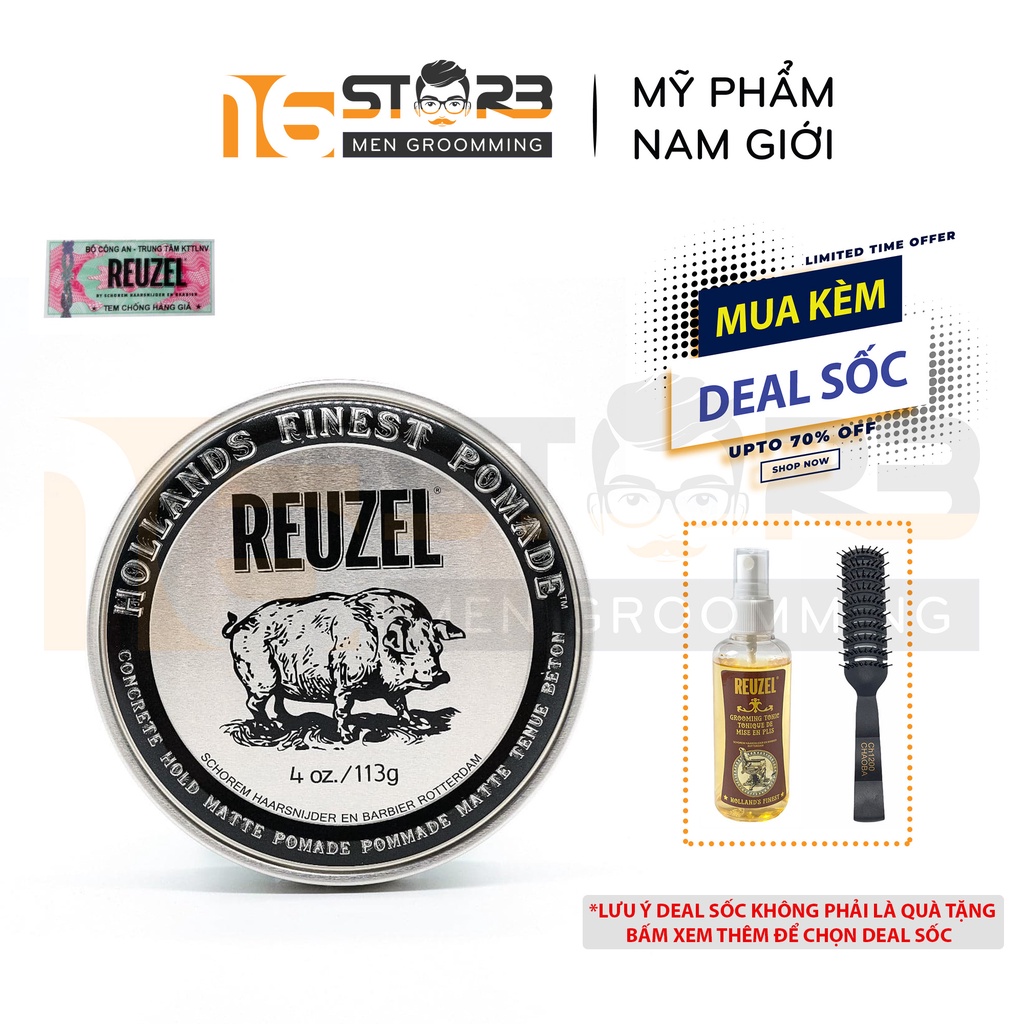 [Chính Hãng 100%] Sáp Vuốt Tóc Reuzel Concrete Hold Matte Pomade