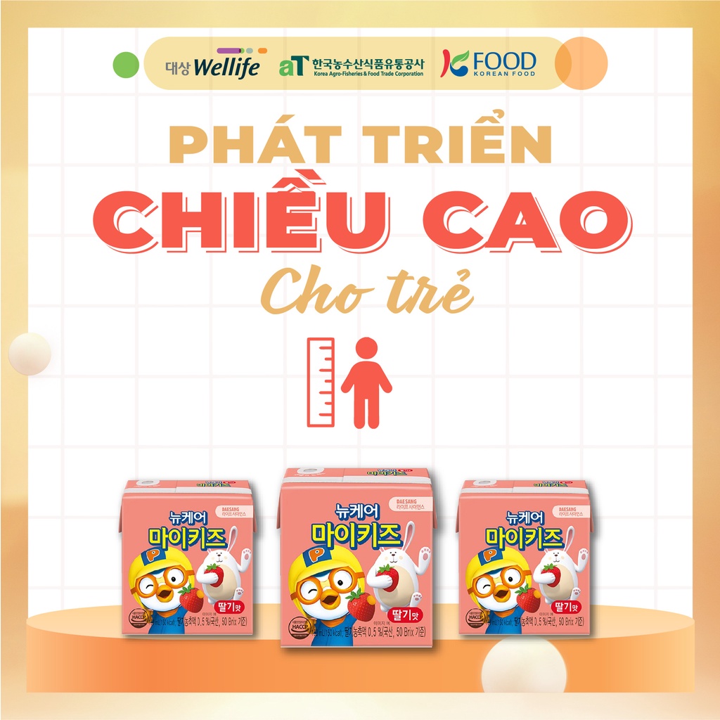 10 hộp Sữa dinh dưỡng pororo vị dâu DAESANG WELLIFE Nucare mykids 150ml x10