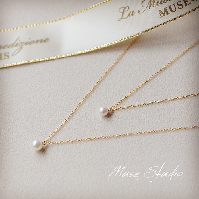 Dây chuyền nữ bạc 925 mạ vàng 14k Eleanor Accessories mặt ngọc trai nhân tạo sợi mảnh phụ kiện trang sức nhỏ xinh