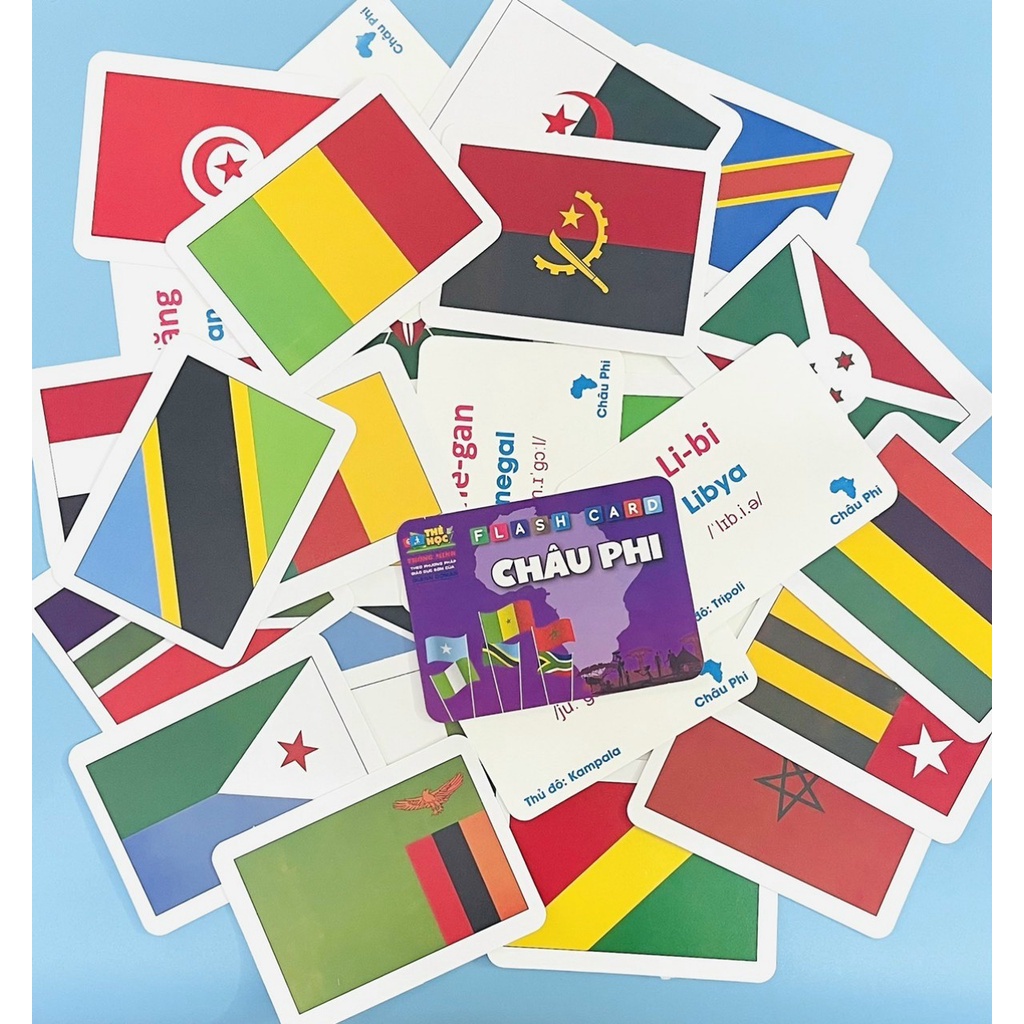 Bộ Thẻ Học Song Ngữ Quốc Kỳ Các Quốc Gia Trên Thế Giới- 180 Flaschcard Cờ Các Nước Kèm Hình Ảnh