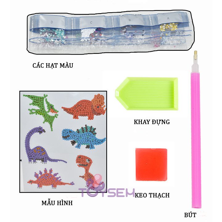 Combo 12 tranh tô hạt màu toysem tập vẽ cho bé từ 3 tuổi - Quà tặng sinh nhật cho trẻ em
