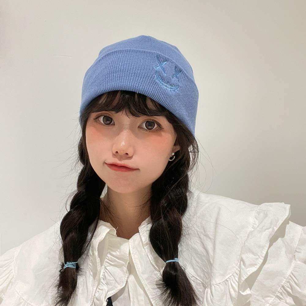 VANES1 Mũ Len Họa Tiết Mặt Cười Vui Nhộn Phong Cách Hàn Quốc Thời Trang Thu Đông Cho Nam