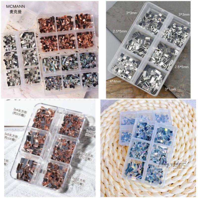 Khay đá chân bằng mix size đá hình vuông,hình chữ nhật/Trend 2021