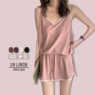 Set đồ ngủ UNLIMON B01F0060/B01F594 vải lụa satin phối ren cho nữ