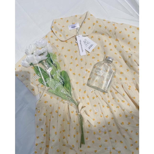 Hàng thiết kế / 18again - Đầm babydoll Cam Cam hoạ tiết 18made
