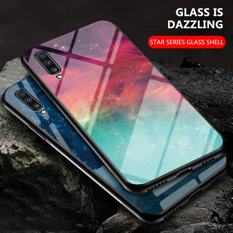 Starry Sky Case For Samsung Galaxy A70 Tempered Glass Protective Samsung A70 A 70 Back Cover Casing