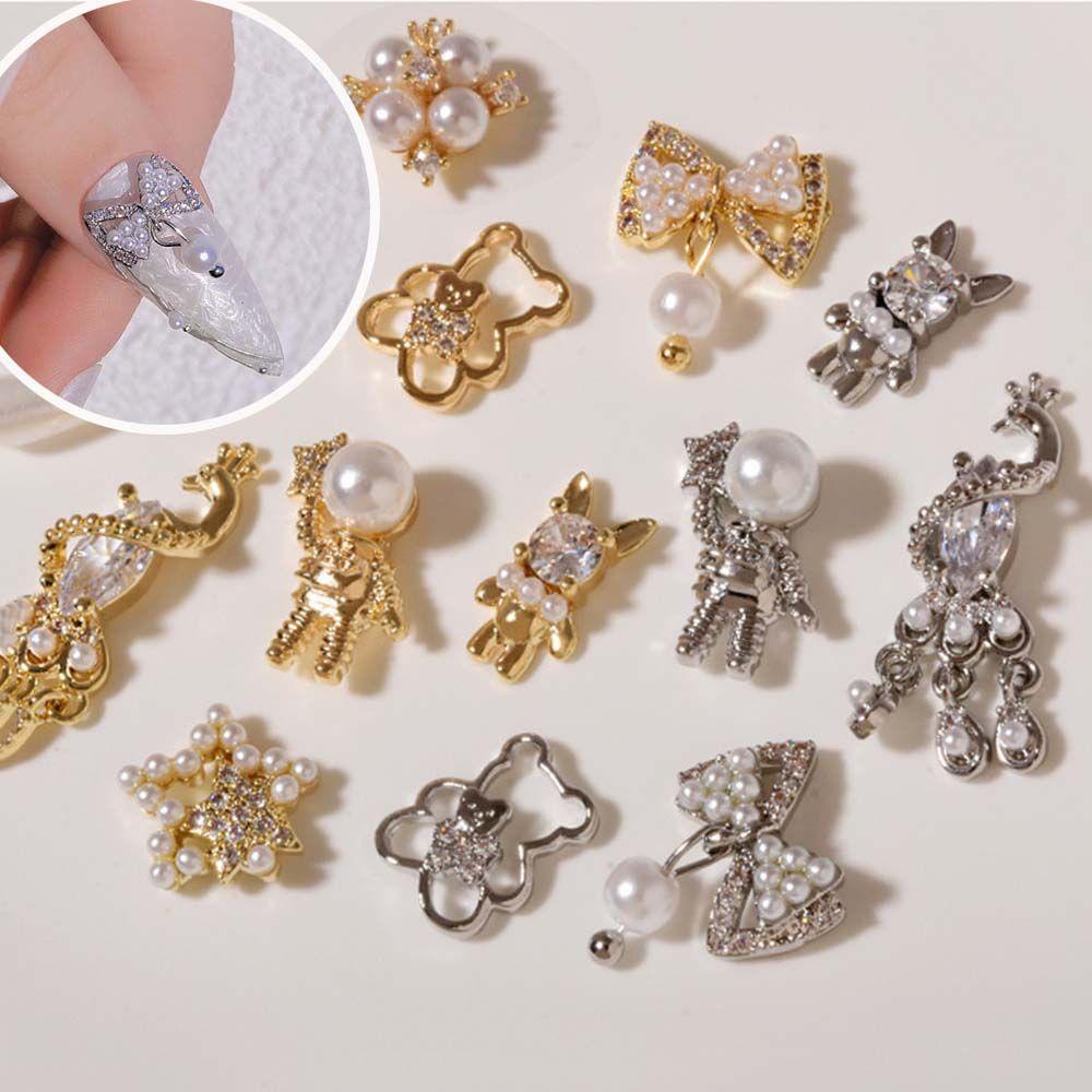 Phụ Kiện Trang Trí Móng Tay 3D Hình Gấu Phi Hành Gia Lấp Lánh Sang Trọng DIY