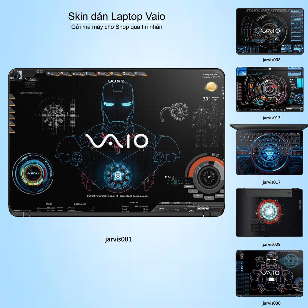 Skin dán Laptop Sony Vaio in hình Jarvis (inbox mã máy cho Shop)