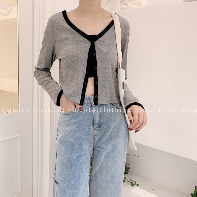 Áo cardigan mỏng kẻ viền | BigBuy360 - bigbuy360.vn