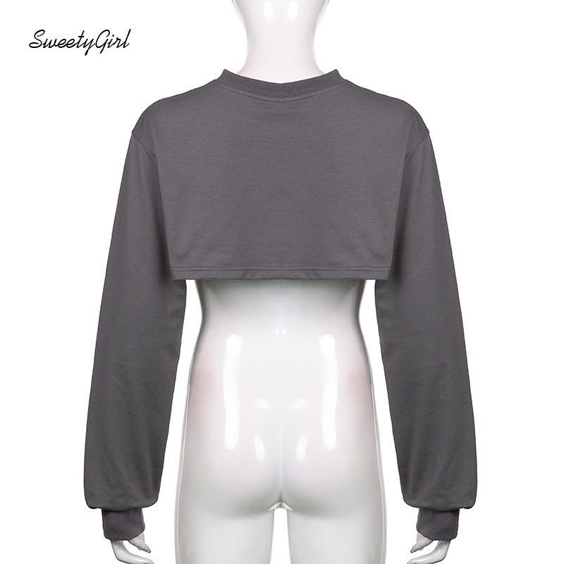 Áo croptop tay dài cổ tròn màu sắc tương phản thời trang cho nữ