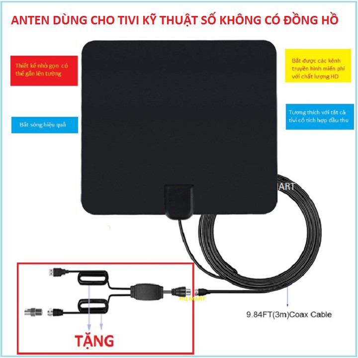 Anten Tivi, Ăng Ten Tivi DVB T2 thông minh thu sóng 100 dặm - ăng ten TV kỹ thuật số Trong nhà