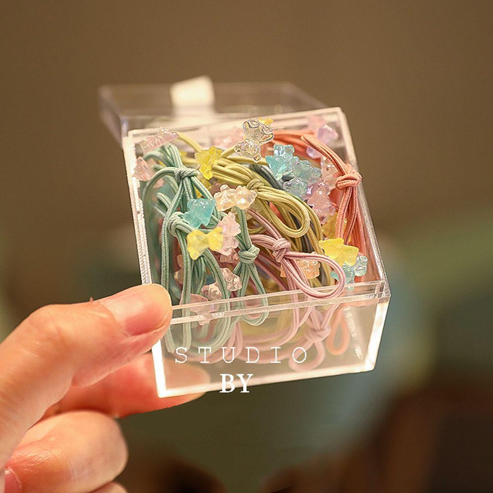 Hộp 20 Dây Cột Tóc Co Giãn Màu Sắc Ngọt Ngào WMES15H / Hộp Hình Trái Tim Xinh Xắn Cho Nữ