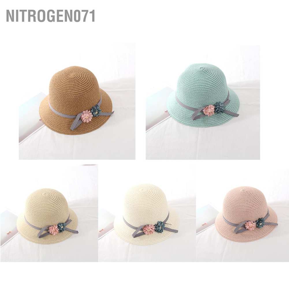 Nitrogen071 Mũ cói vintage vành ngắn kiểu dáng Hàn Quốc cho bé trai, bé gái Shin