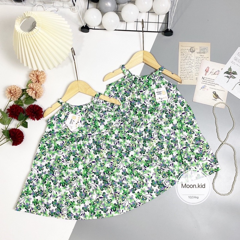 Váy đầm xoè lá xanh cho bé gái