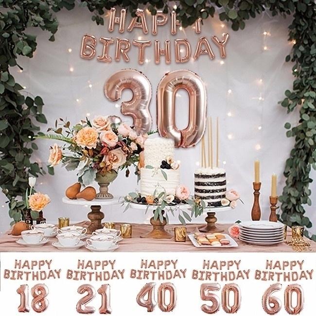 1 Bộ Bong Bóng Lá Nhôm 18 30 40 50 60th Chuyên Dụng Cho Sinh Nhật