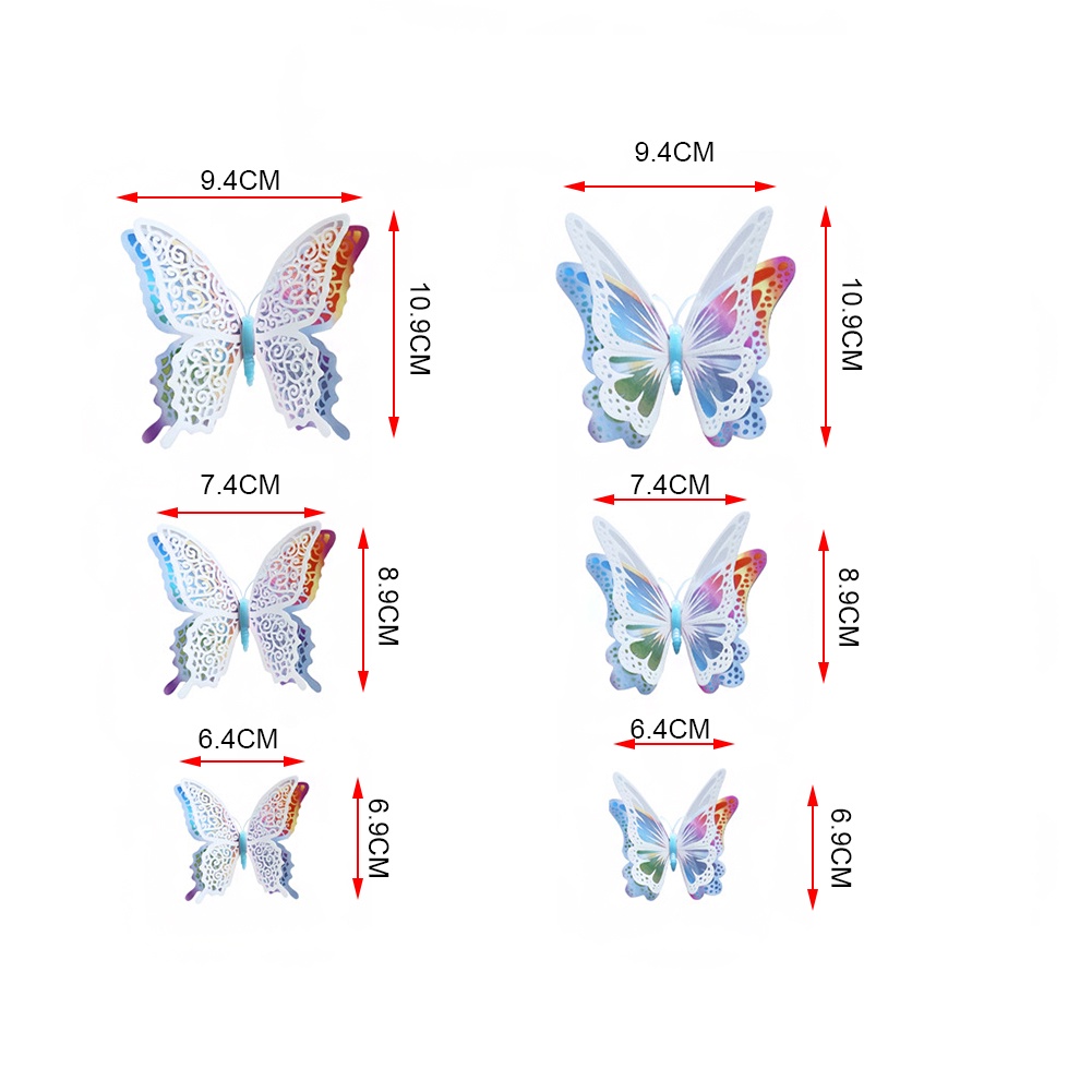 Miếng Dán Tủ Lạnh Hình Bướm 3D Nhiều Màu Sắc Có Nam Châm Thời Trang