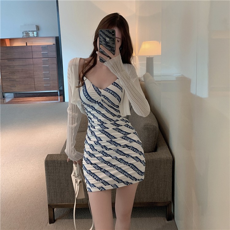 đầm body hai dây xích