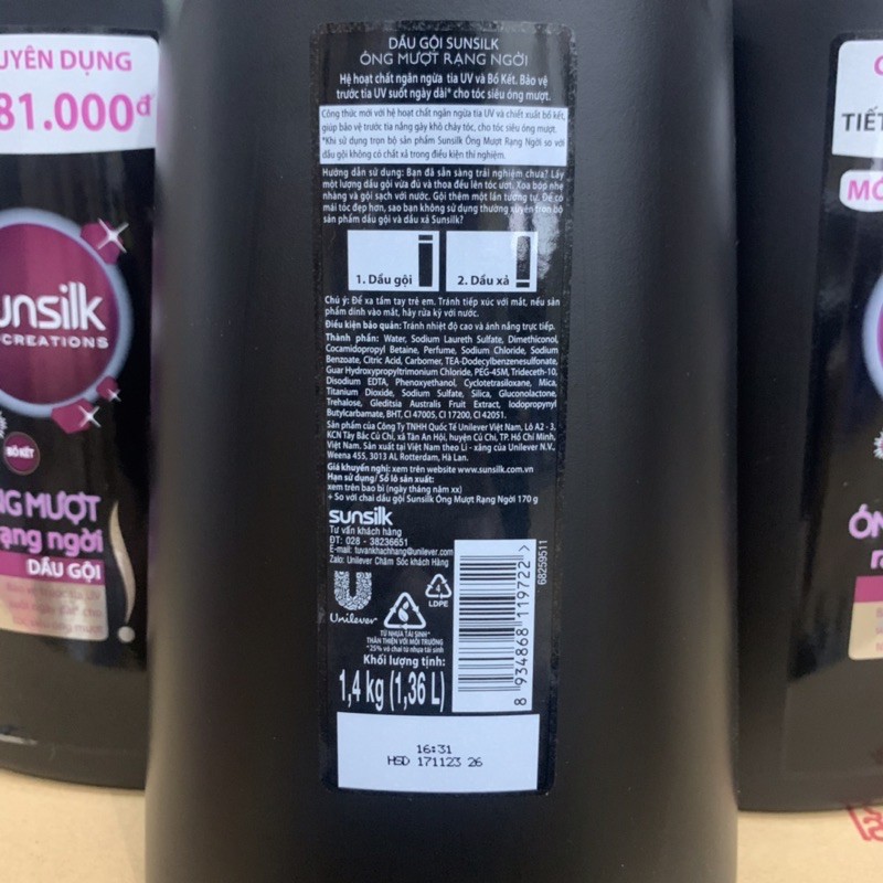 Dầu Gội Sunsilk Óng Mượt Rạng Ngời 1,4KG