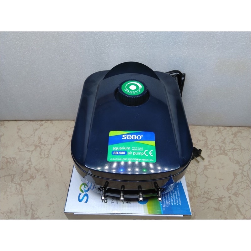 Máy Sủi Oxy 4 Vòi Sobo SB-988 (12W - 4x4Lít/Phút) - Máy Sủi Oxy Siêu Êm Cho Bể Cá