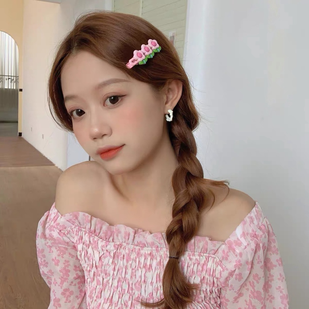 Kẹp Tóc Hoa Tulip Hồng Style Hàn Quốc Siêu Cute