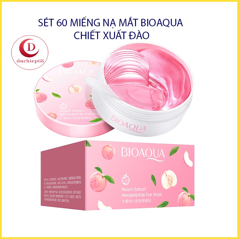 Set 60 Mặt Nạ Mắt Bioaqua Chiết Xuất Đào Dưỡng Ẩm Làm Mịn Và Săn Chắc Da Giảm Quầng Thâm Bọng Mắt