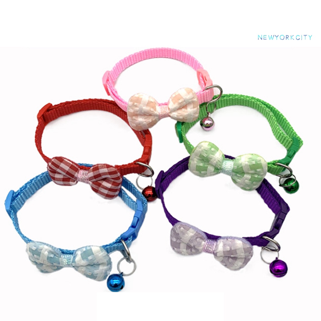 Vòng Cổ Có Chuông Họa Tiết Caro Dễ Thương Cho Thú Cưng