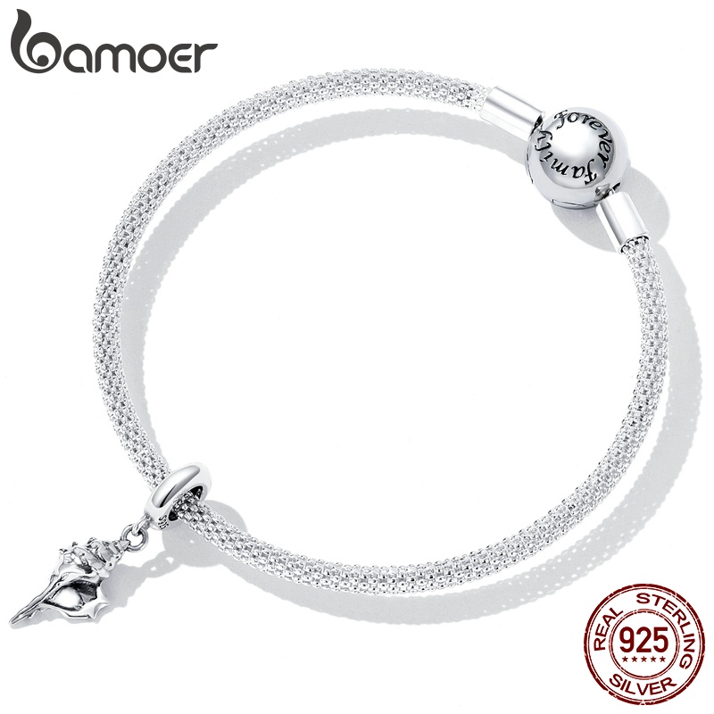 Mặt phụ kiện Bamoer bằng bạc 925 mặt hình vỏ ốc thời trang