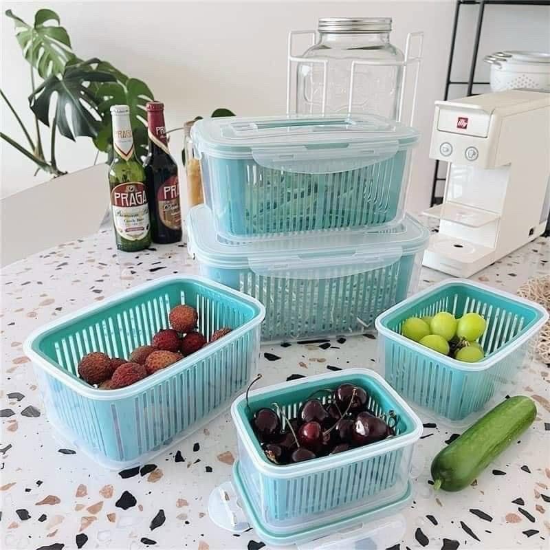 Hộp nhựa đựng thực phẩm JUMI HOUSE - Set 5 hộp đựng thực phẩm kèm rổ và nắp đậy