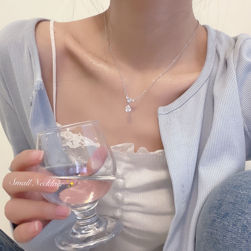 Vòng Cổ Choker Bằng Bạc Đính Pha Lê Đơn Giản Thời Trang Cho Nữ