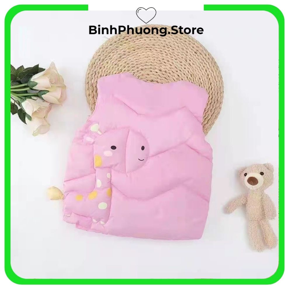 Áo Phao Cho Bé, Áo Khoác Gile Phao Cho Bé Gái Trai Hình Hươu Cao Cổ Phong Cách Hàn Quốc 1 2 3 4 tuổi BinhPhuong.Store