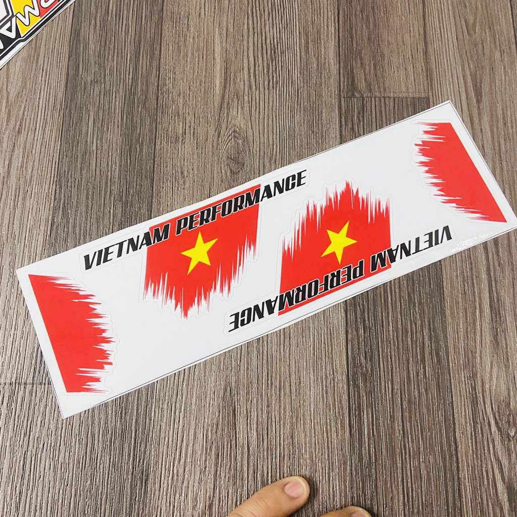 (VIỆT NAM CHIẾN THẮNG) BỘ TEM CỜ VIỆT NAM DÁN DỌC CHỮ TÊN XE MÁY