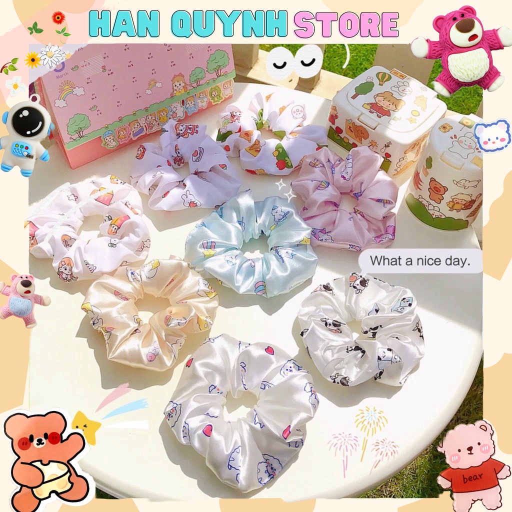 Dây Buộc Tóc Scrunchies Gấu, Bò Sữa Hot 2021 .