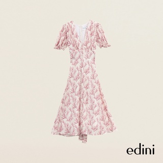Đầm cổ v nền hoa edini - d1452