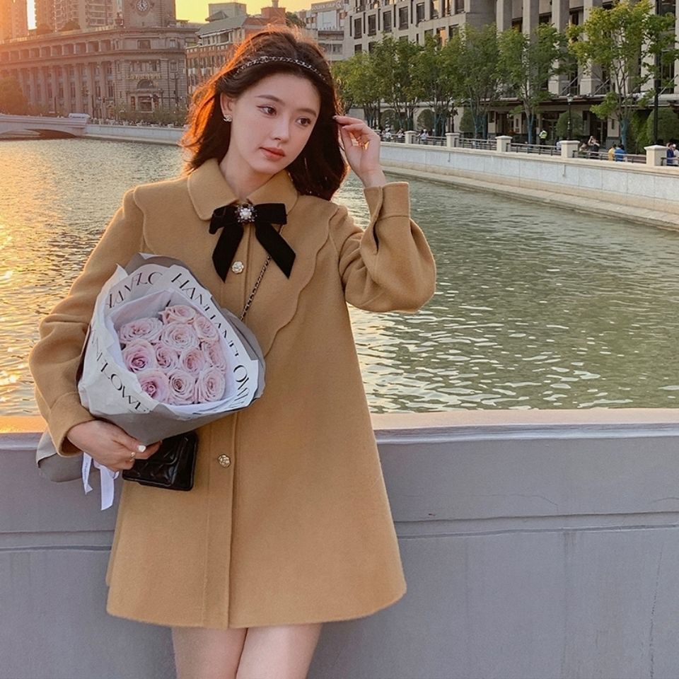 Áo khoác vải tweed hai mặt màu nâu/đen phong cách vintage Pháp cao cấp cho nữ | BigBuy360 - bigbuy360.vn