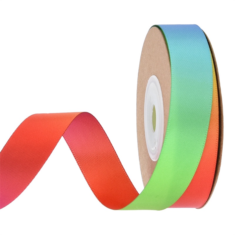 Cuộn Dây Ruy Băng Hai Mặt Bằng polyester 10 Yard 1cm/1.5cm/2.5cm Họa Tiết Cầu Vồng