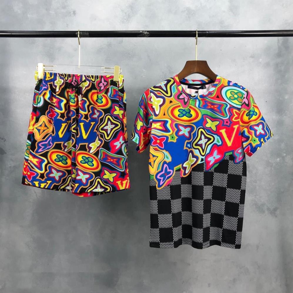 Bộ thun nam POLO ‼️ Sét  LV loang  cực hót năm 2022 Chất Cotton Cao Cấp