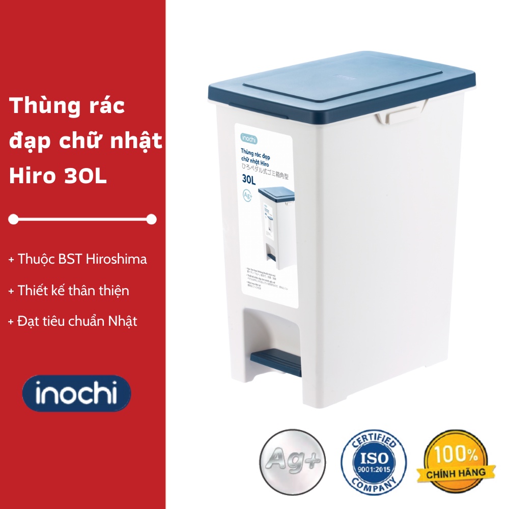 Thùng rác đạp chữ nhật Hiro 30L - Màu sắc thân thiện, Thiết kế thông minh, Chất lượng Nhật Bản