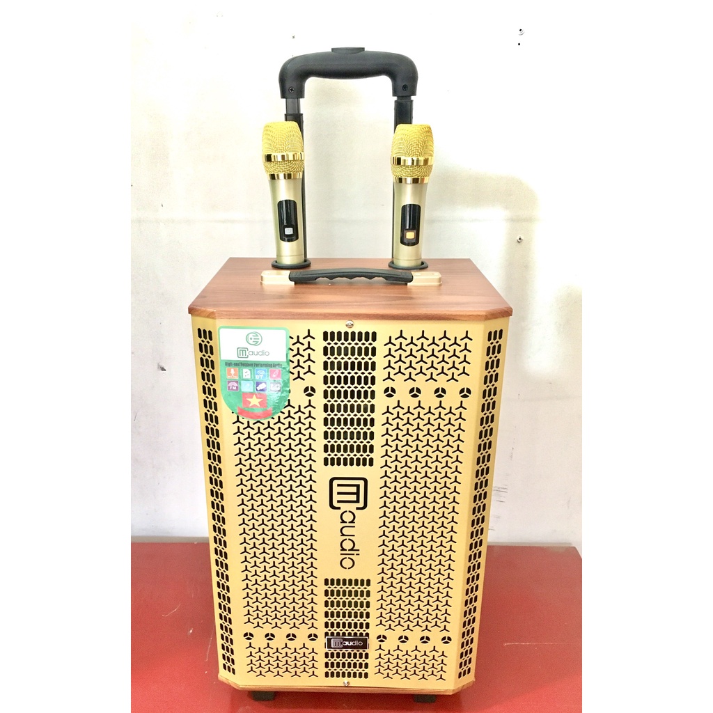 Loa Kéo Nhập Khẩu CM K10 Bass 25cm Vỏ Gỗ Tặng 2 Mic Không dây, Kết nối Bluetooth,USB,AV Line. Dùng Acquy