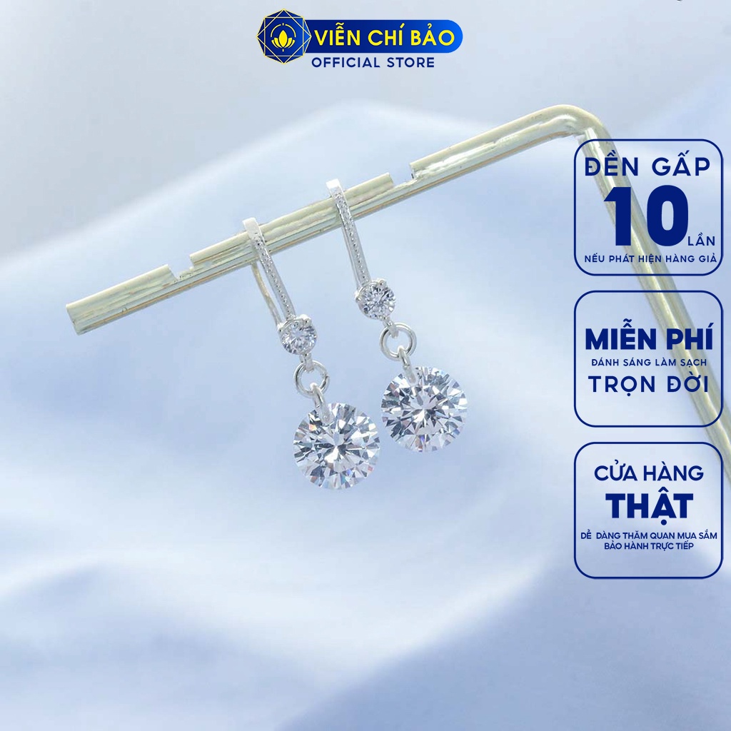 Bông tai bạc nữ đá pha lê chất liệu bạc 925 thời trang phụ kiện trang sức nữ Viễn Chí Bảo B400527