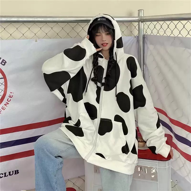 Áo khoác nỉ bò sữa Chống Nắng Áo hoodie Khóa Kéo form rộng nam nữ | BigBuy360 - bigbuy360.vn