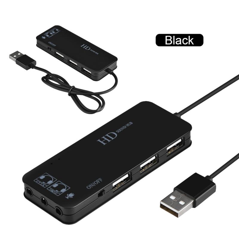 1buycart 3 Port USB 2.0 Hub + Headphone + Mic 7.1 CH Sound Adapter Multi Ports Splitter