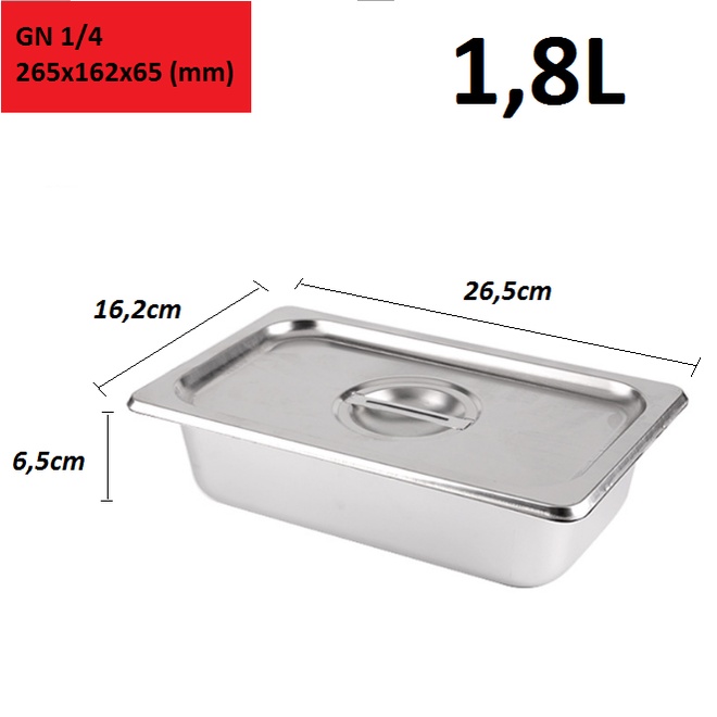 Combo 5 Khay Inox Đựng Thạch Topping Đựng Thực Phẩm Đựng Kem GN 1/4