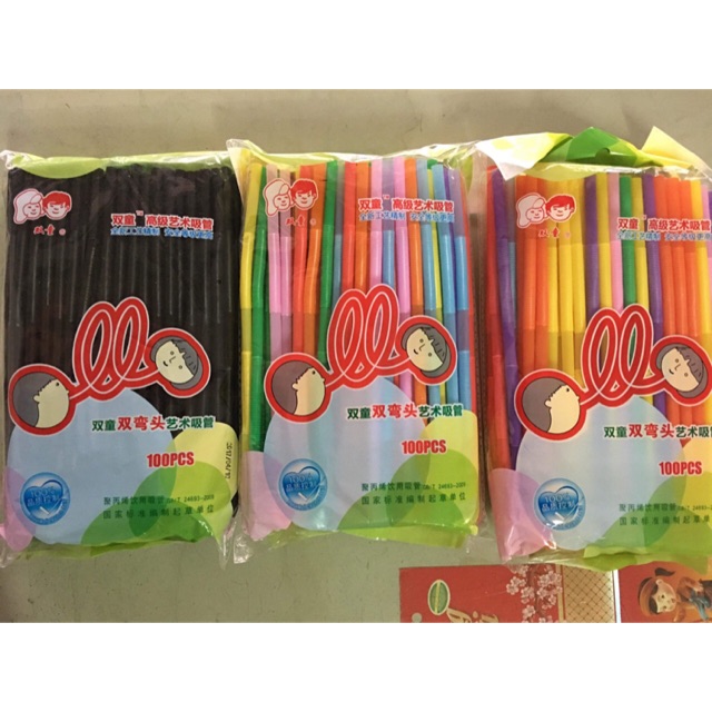 Ống hút tạo kiểu hai đầu co dãn