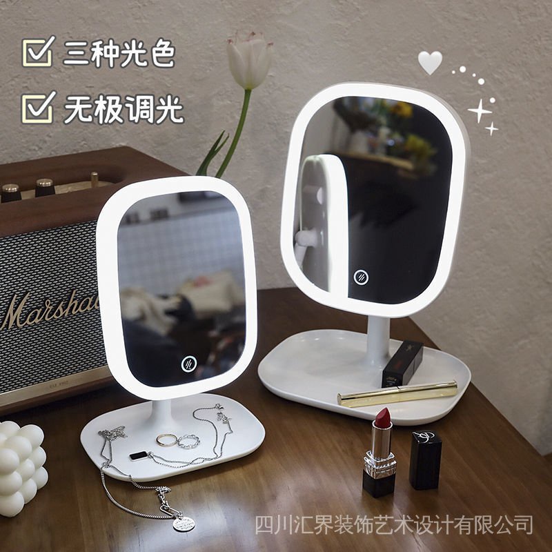 Gương Trang Điểm Để Bàn Có Đèn led Nhỏ Gọn Tiện Dụng