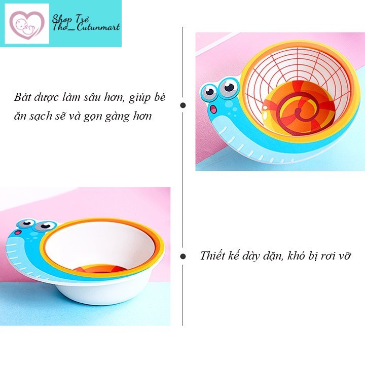 Bát ăn dặm sợi tre hình thú ngộ nghĩnh an toàn cho bé
