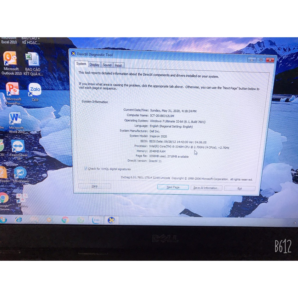 Laptop DELL INSPIRON 5320 - i5-3340M  thanh lí văn phòng còn dùng tốt