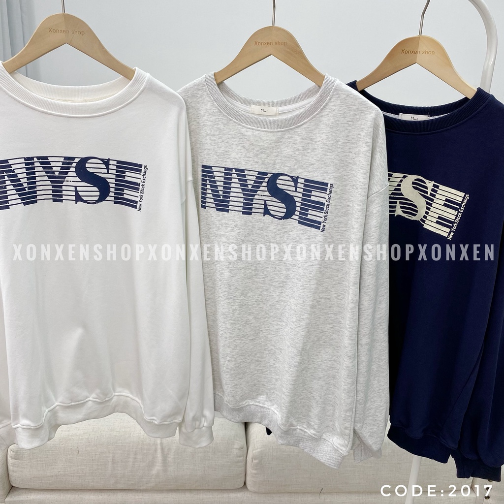 Áo sweater nữ Áo sweater form rộng in chữ chất nỉ dày dặn XONXEN SHOP freesize mã 2017
