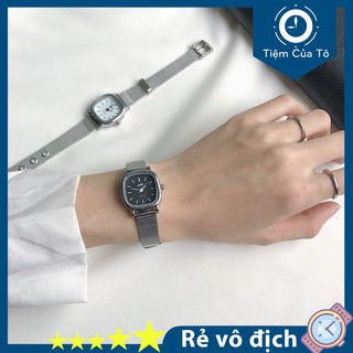 Đồng hồ nữ đẹp chính hãng thương hiệu Jis mặt vuông dây kim loại văn phòng sang trọng