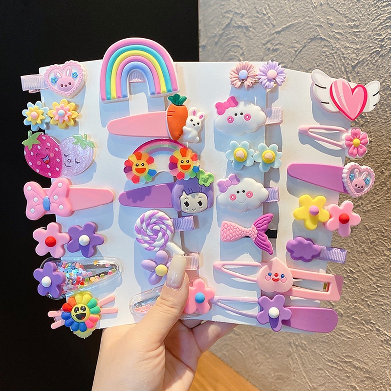 Set 2021 Kẹp Tóc Màu Sắc Ngọt Ngào Cho Bé Gái
