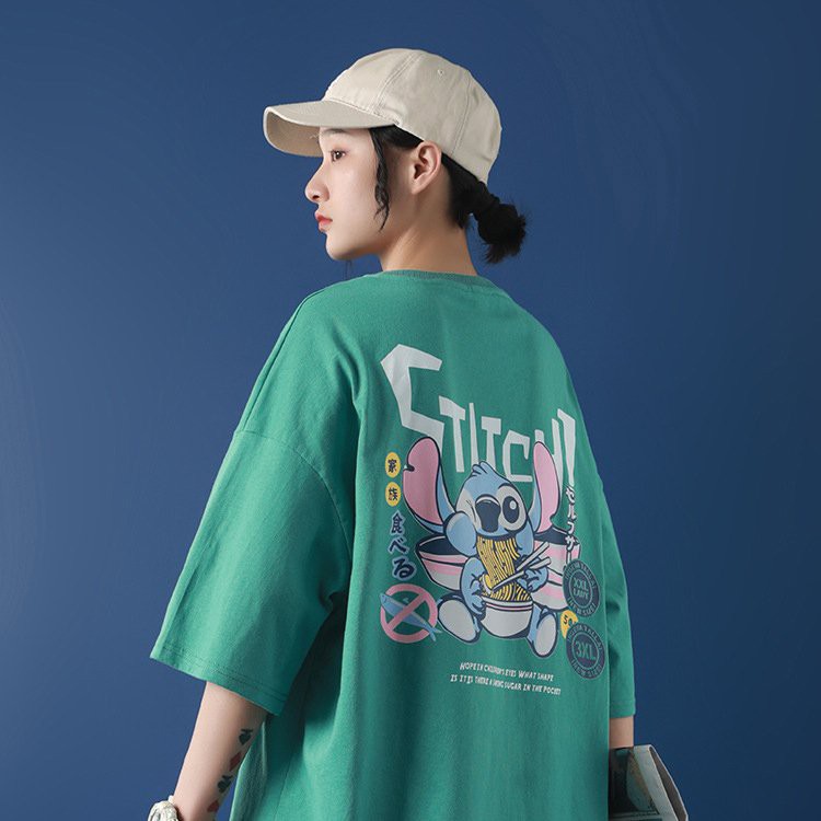Áo thun tay lỡ form rộng ESTINI áo thun Unisex nữ nam chất cotton vải dày STITCH ĂN MỲ